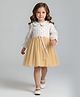 Bella Moda Net Woven Full Sleeves Embroidered Party Dress - Orange