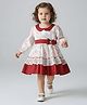 Bella Moda Cotton Woven Full Sleeves Bow Applique Detailed & Floral Printed Dress - Maroon