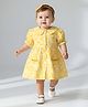 Bella Moda Cotton Woven Half Puffed Sleeves Abstract Printed Dress - Yellow