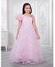 Ministitch Organza Woven Sleeveless Floral & Glitter Applique Detailed Gown - Baby Pink