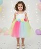 Ministitch Net Woven Sleeveless Pearl Embellished Floral Applique Detailed Dress - Multi Colour