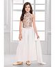 Ministitch Cotton Silk Woven Sequins Embellished Floral Embroidered Top & Solid Palazzo Set With Dupatta - Offwhite