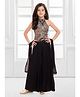 Ministitch Cotton Silk Woven Sequins Embellished Floral Embroidered Top & Solid Palazzo Set With Dupatta - Black