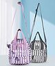 PB Pearlbags Set Of 2 Striped & Unicorn Printed Sling Bags - Lavender & Grey