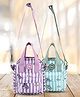 PB Pearlbags Set Of 2 Striped & Unicorn Printed Sling Bags - Lavender & Green
