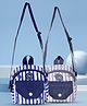 PB Pearlbags Set Of 2 Striped & Unicorn Printed Sling Bags-Grey & Blue
