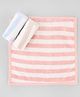 Pink Rabbit Terry Knit Striped Hand & Face Towels    L 26 X B 25 cm Pack of 3 - Light Brown, Sky Blue & Carrot Red