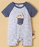 Pink Rabbit Interlock Knit Half Raglan Sleeves Romper with Dino Print - Blue