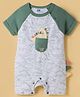 Pink Rabbit Interlock Knit Half Raglan Sleeves Romper with Dino Print - Green