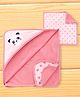 Pink Rabbit Terry Knit Hooded Wrapper with Panda Embroidery & Heart Print L 80 X B 80 cm-  Peach