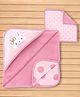 Pink Rabbit Terry Knit Hooded Towel With Bunny Embroidered & Polka Dots Print  L 80 x B 80 cm - Pink