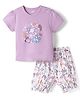 Pink Rabbit Single Jersey Knit Half Sleeves Sea Life Printed T-Shirt & Shorts Set - Mauve