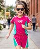 OLLINGTON ST. Cotton Knit Half Sleeve Top & Shorts Set - Purple