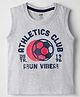 Pink Rabbit Single Jersey Knit Sleeveless Tank T-Shirt with Athletic Print - Grey