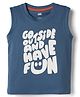 Pink Rabbit Single Jersey Knit Sleeveless Tank T-Shirt with Go Outside And Have Fun Print - Blue