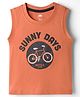 Pink Rabbit Single Jersey Knit Sleeveless Tank T-Shirt with Sunny Days Print - Orange