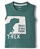 Pink Rabbit Single Jersey Knit Sleeveless Tank T-Shirt with Dino Print - Green