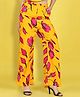 Cutiekins Woven Floral Printed Pant - Mustard & Dark Pink