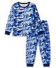 Primo Gino 100% Cotton Knit Full Sleeves Co-Ords T-Shirt & Pyjama Night Suit Camouflage Print - White