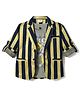 Rikidoos Embosis Hosiery Woven Full Sleeves Striped Party  Blazer with Text Printed T-Shirt - Yellow