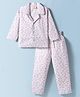 Rikidoos Cotton Woven Full Sleeves Co-ords Shirt & Pajama Night Suit with Toffy Print - Baby Pink