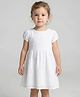 Creative Kids Cotton Woven Half Puffed Sleeves Schiffli Embroidered Dress - White
