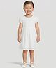 Creative Kids Cotton Woven Half Puffed Sleeves Schiffli Embroidered Dress - White