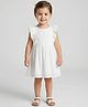 Creative Kids Cotton Woven Sleeveless Frill Detailed Schiffli Embroidered Dress - White