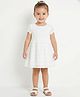Creative Kids Cotton Woven Half Puffed Sleeves Schiffli Embroidered Dress - White