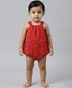 Creative Kids Georgette Woven Sleeveless Floral Printed Onesie - Red