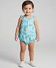 Creative Kids Georgette Woven Sleeveless Lemon Printed Onesie - Turquoise & Green