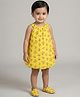 Creative Kids Georgette Woven Sleeveless Floral Printed Onesie - Yellow & Pink