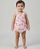 Creative Kids Georgette Woven Sleeveless Lemon Printed Onesie - Pink & Green