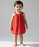Creative Kids Georgette Woven Sleeveless Floral Printed Onesie - Red
