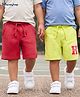 Honeyhap Premium 100% Cotton Knit Knee Length Solid Color Bermudas With Bio Finish Pack of 2 - Wild Lime & Chilli Oil
