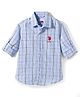 US Polo Assn Cotton Woven Full Sleeves Checkered Shirt - Light Blue