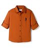 US Polo Assn Cotton Woven Full Sleeves Solid Color Shirt - Orange