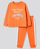 Primo Gino 100% Cotton Knit Full Sleeves T-Shirt & Pyjama Night Suit with San Diego Print - Coral