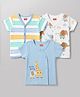 Babyhug 100% Cotton Half Sleeves Jhablas With Animal Print Pack of 3 - Multicolor