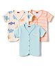 Babyhug 100% Cotton Knit Half Sleeves Stripes & Sea Life Printed Jhablas Pack of 3 - Multicolor
