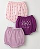 Babyoye Cotton Elastane Knit Bloomer With Floral & Bow Print Pack of 3 - Pink & Purple
