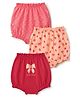 Babyoye Cotton Elastane Knit Bloomer With Heart, Polka Dot & Bow Print Pack of 3 - Pink, Red & Peach