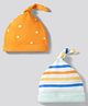 Babyhug 100% Cotton Knit Striped & Star Printed Caps Pack of 2 Multicolor - Diameter 16 cm