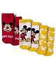 Cute Walk by Babyhug Disney Non Terry Knit Anti-Bacterial Ankle Length Socks with Mickey Mouse Graphic Pack of 3 - Red & Yellow