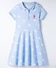 US Polo Assn Cotton Knit Half Sleeves Floral Printed Frock -  Light Blue