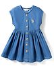 US Polo Assn Cotton Knit Sleeveless Shirt Style Frock with Brand Logo Embroidery - Blue