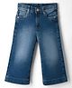US Polo Assn Cotton Woven Full Length Wide Leg Washed Jeans - Blue