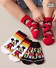 Cute Walk by Babyhug Disney Knit Ankle Length Antibacterial Socks with Mickey Mouse Design Pack of 3 - Multicolor