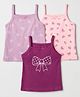 Babyoye Cotton Elastane Knit Sleeveless Slips Bow & Floral Print Pack of 3 - Purple Pink & Red