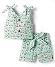 Dew Drops Cotton Woven Sleeveless Printed Top & Shorts Co-ord Set - Green